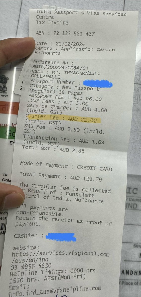 gthyagi's tweet photo. Hi @VFSGlobal 

Your staff charged courier fees despite me opting for pickup. When I asked to remove the charges, but they mentioned it’s not possible. Your website clearly states the option to post or pick up. #vfsglobalmelbourne https://t.co/tdWEB3KWCR