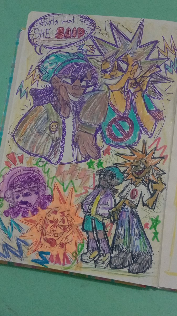 lobakhoyot's tweet image. primeiro dia de aula rendeu uma página no sketchbook 💥🧃😎
•
•
•
#doodle #sketch #schoolsketch #sketchbook #oc #originalcharacter