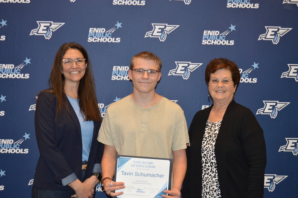 Tavin Schumacher was the Emerson Spotlight Student at the board meeting this evening. He represented his school well.