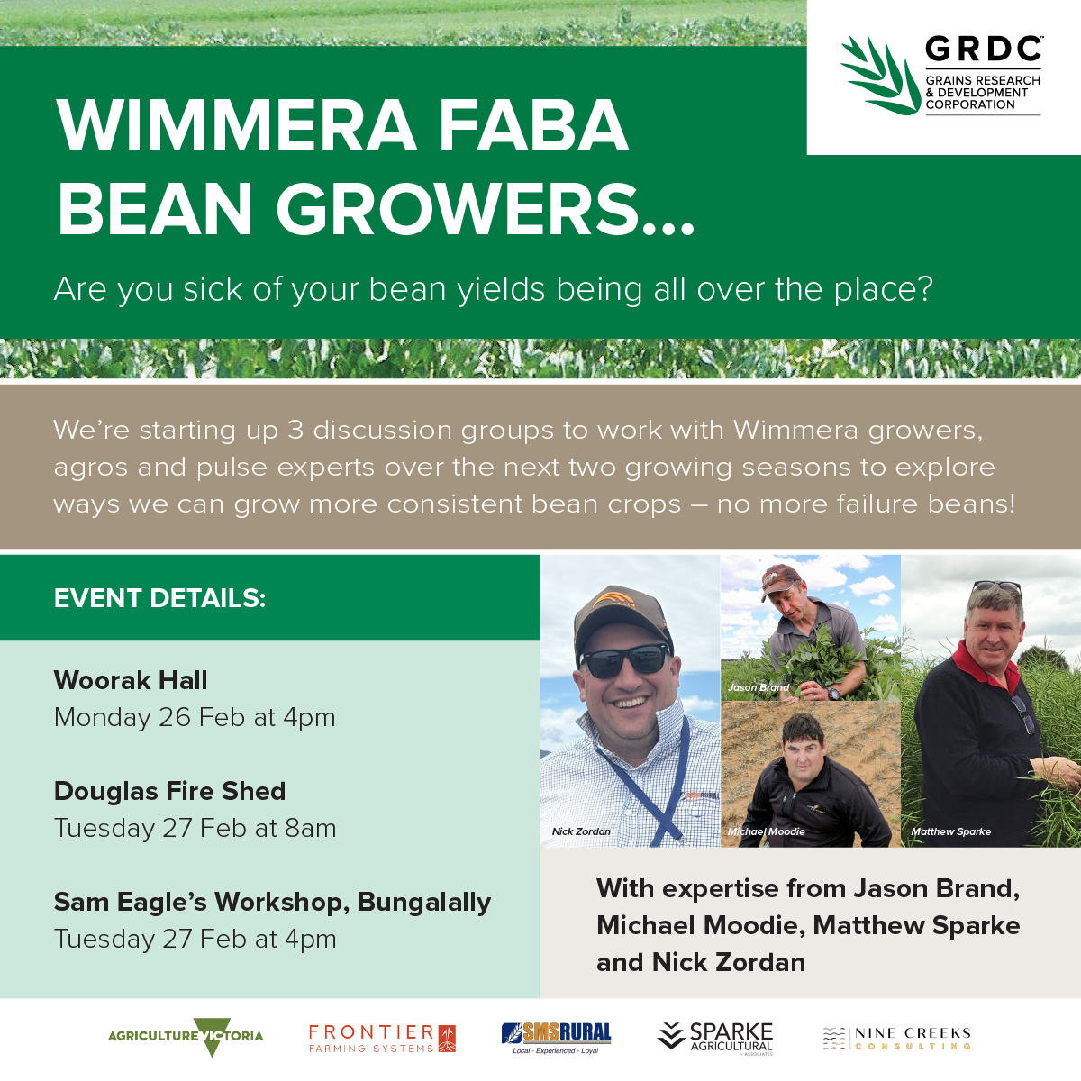 Are you looking to improve the performance of your faba beans? Join leading Wimmera agronomists for 3 new discussion groups in Woorak, Douglas and Bungalally starting late Feb @zordsinhorsh @matthew_sparke @JasonBrand @Moodie_ag 👉 Register bit.ly/48oWB46