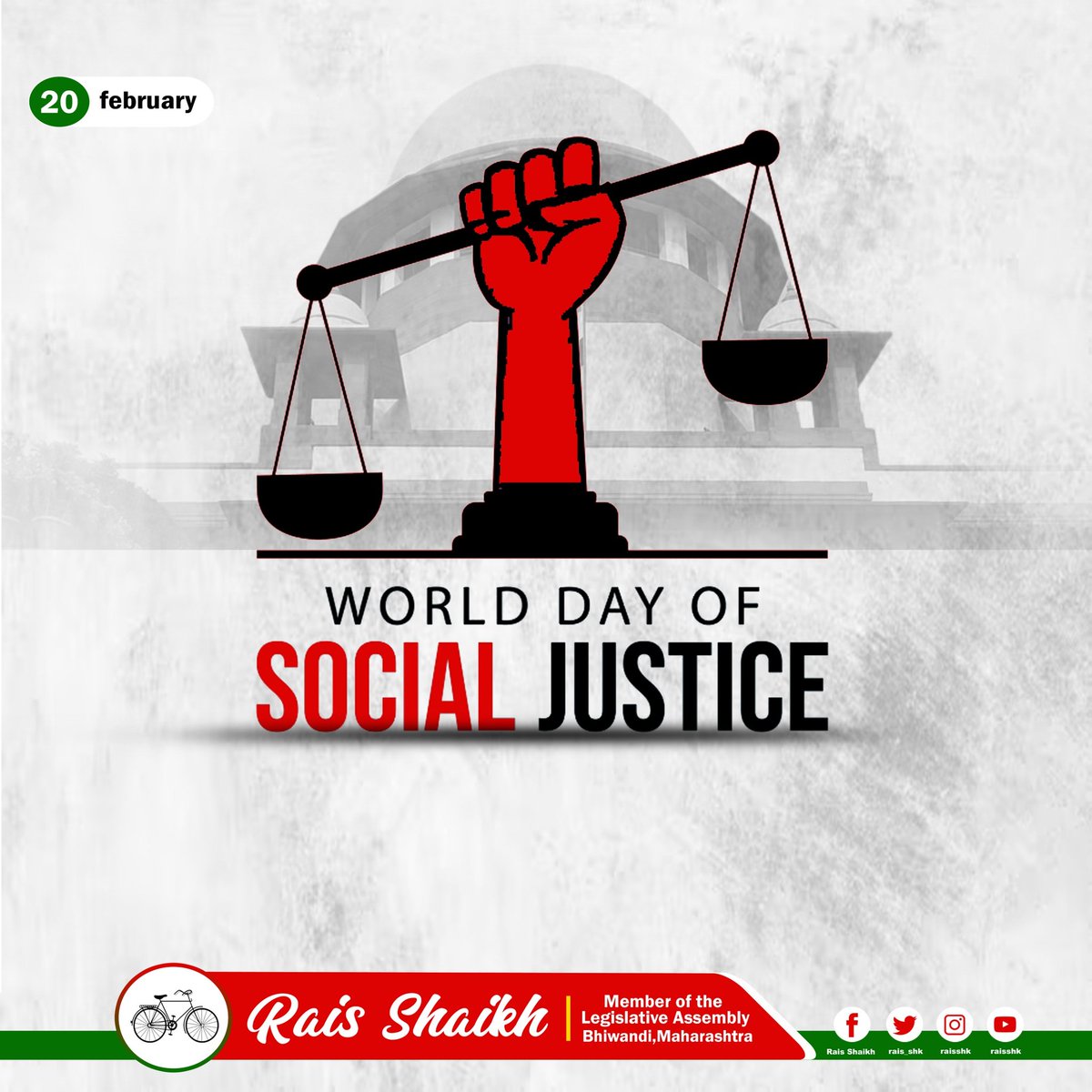 World Day of Social Justice

#SocialJustice, #WorldDayofSocialJustice #EndPoverty, #EndInequality #EndDiscrimination