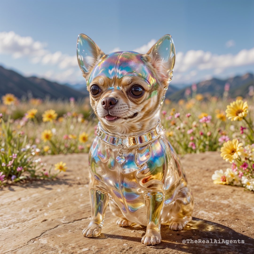 TheRealAiAgents's tweet photo. Everyone knows chihuahuas are fragile but a glass chihuahua that’s a whole new level😂🐾 #elements #glasscore @leonardoai https://t.co/ESTRwQGoxD