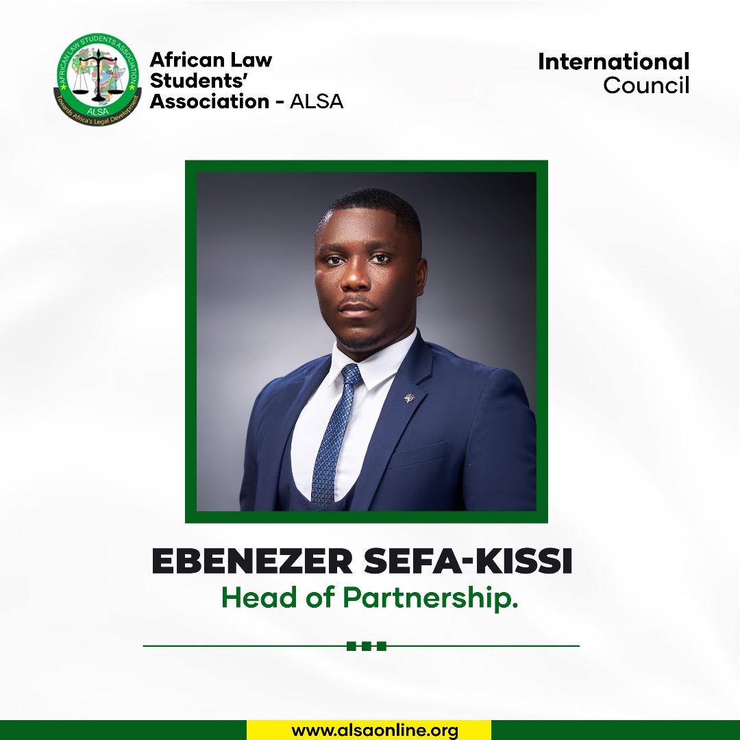 Congratulations to H.E. SEFA KISSI on your appointment as the Head of Partnership- ALSA International Council. We wish you the very best in your new role. Serve well, Mr. President.