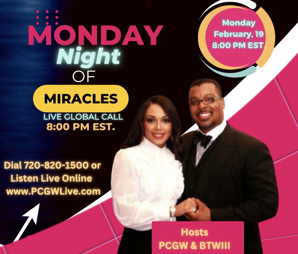 BishopWeeks's tweet photo. NEW Tonight, Monday Night Of Miracles Live Special Call At 8:00 PM EST. Don’t Miss It! https://t.co/W41MEOESNZ
