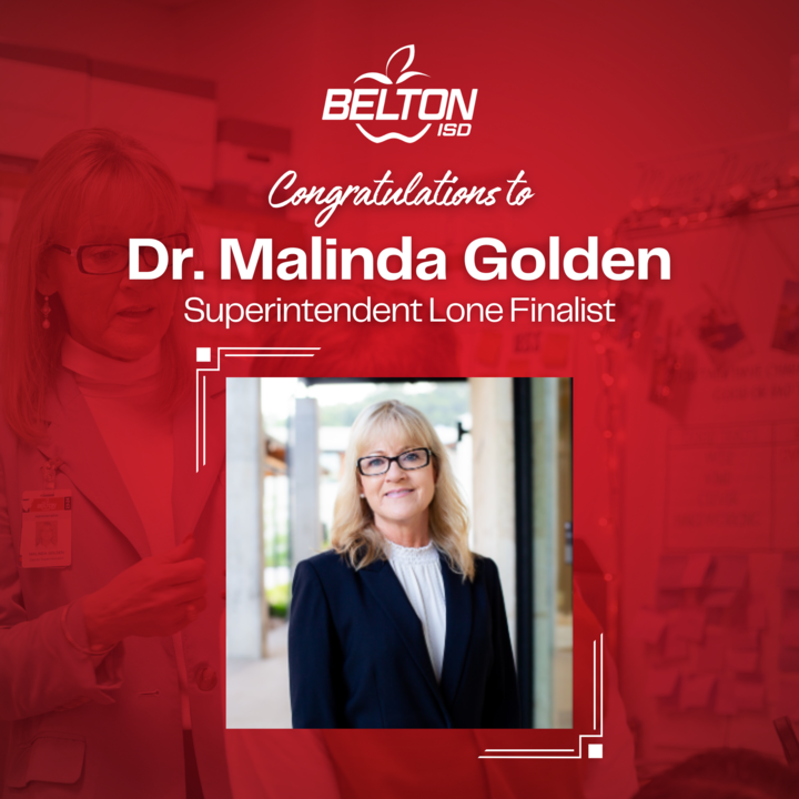 We are thrilled to introduce our lone superintendent, Dr. Malinda Golden, who will be leading the charge in Belton ISD! #CelebrateBISD🍎