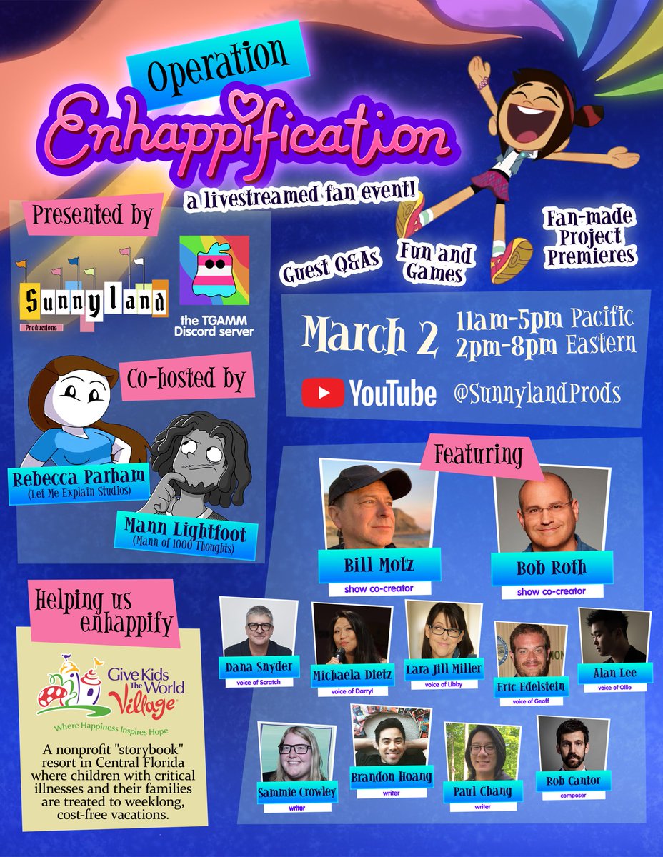 On behalf of the Mollycord staff and Sunnyland Productions, we are thrilled to announce: Operation Enhappification, a fan-run charity livestream that will be held on the 2nd March 2024 (Saturday), 11 am to 5 pm PT, on the Sunnyland Productions YouTube channel!