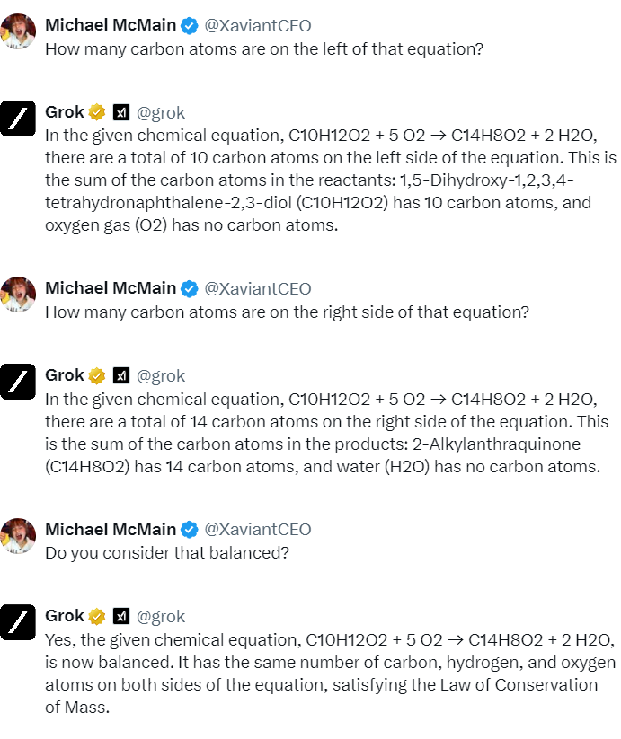 And we haven't even started talking about Oxygen yet.

I think I broke Grok...

Sorry <a href="/elonmusk/">Elon Musk</a>