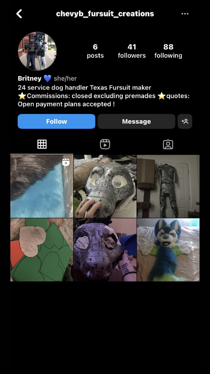 JerichoHyena's tweet photo. Hi friends! 
Just putting out a PSA here that I was contacted by someone alerting me that someone is using my pictures to try and make s@les on Instagram! 
I DO NOT have an Instagram where I promote my work and wanted to let everyone know so they aren’t sc@mmed! 
#furry #fursuit https://t.co/G4fjH6xXyR