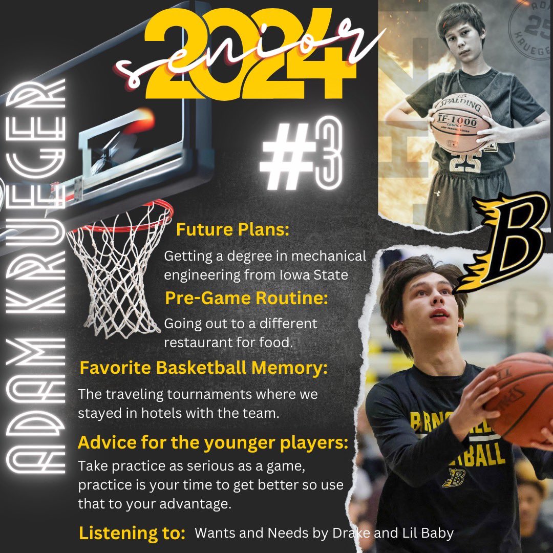Join us for tomorrow’s home game against Eagan as we recognize our #Classof2024 student athletes. 

Today’s Senior Highlight is Adam Krueger. 

Adam’s advice for younger players is to use practice as an opportunity to improve your game. Great advice, Adam!