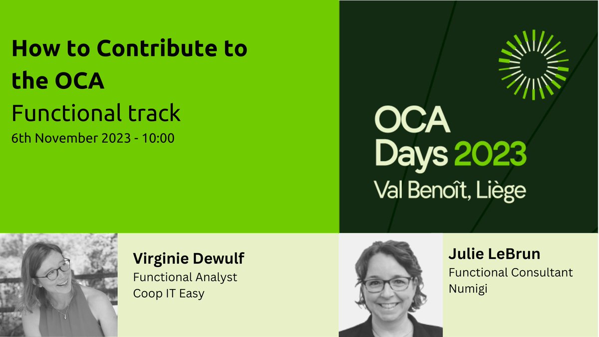 OdooCommunity's tweet photo. #OCADays2023 - the talks are being released!

OCA Days 2023 - Julie LeBrun and Virginie Dewulf: How to contribute to the OCA (Functional). https://t.co/ScJHPlioEm

Watch it and subscribe now. #Odoo #OCA #odoocommunityassociation https://t.co/zCiucXh1Yi