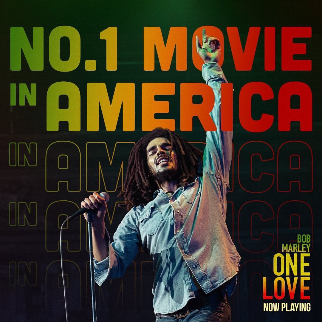 Thank you for making ‘Bob Marley: One Love’ the #1 Movie in America! Get tickets at OneLoveMovie.com and see why this is the film the world needs right now. NOW PLAYING in theatres everywhere. @OneLoveMovie #BobMarleyMovie #OneLoveMovie