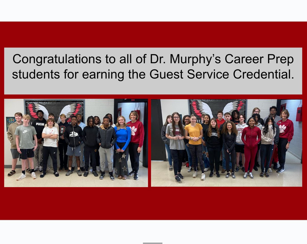 Congratulations to all of Dr. Murphy’s Career Prep students for earning the Guest Service Credential.