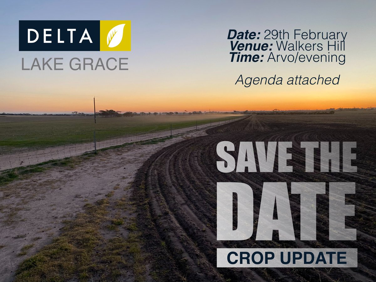 I hope you can join us for our crop update on Thursday the 29th of February at Walkers Hill Vineyard. ** Please attend the initial sessions as is applicable to your business, or join us at tea for the crop update. The agenda is as follows:

Darren Hendry | Delta WA - 1:30 PM