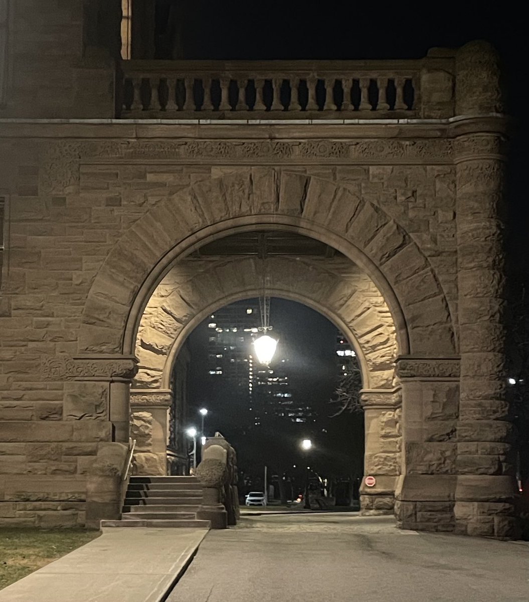 The Legislative Assembly of Ontario’s Richardson Romanesque architecture style includes many arches, including this one near our East Door. Each arch has a keystone at its apex (the last stone laid, and the one that bears the weight). We resume sitting tomorrow morning.