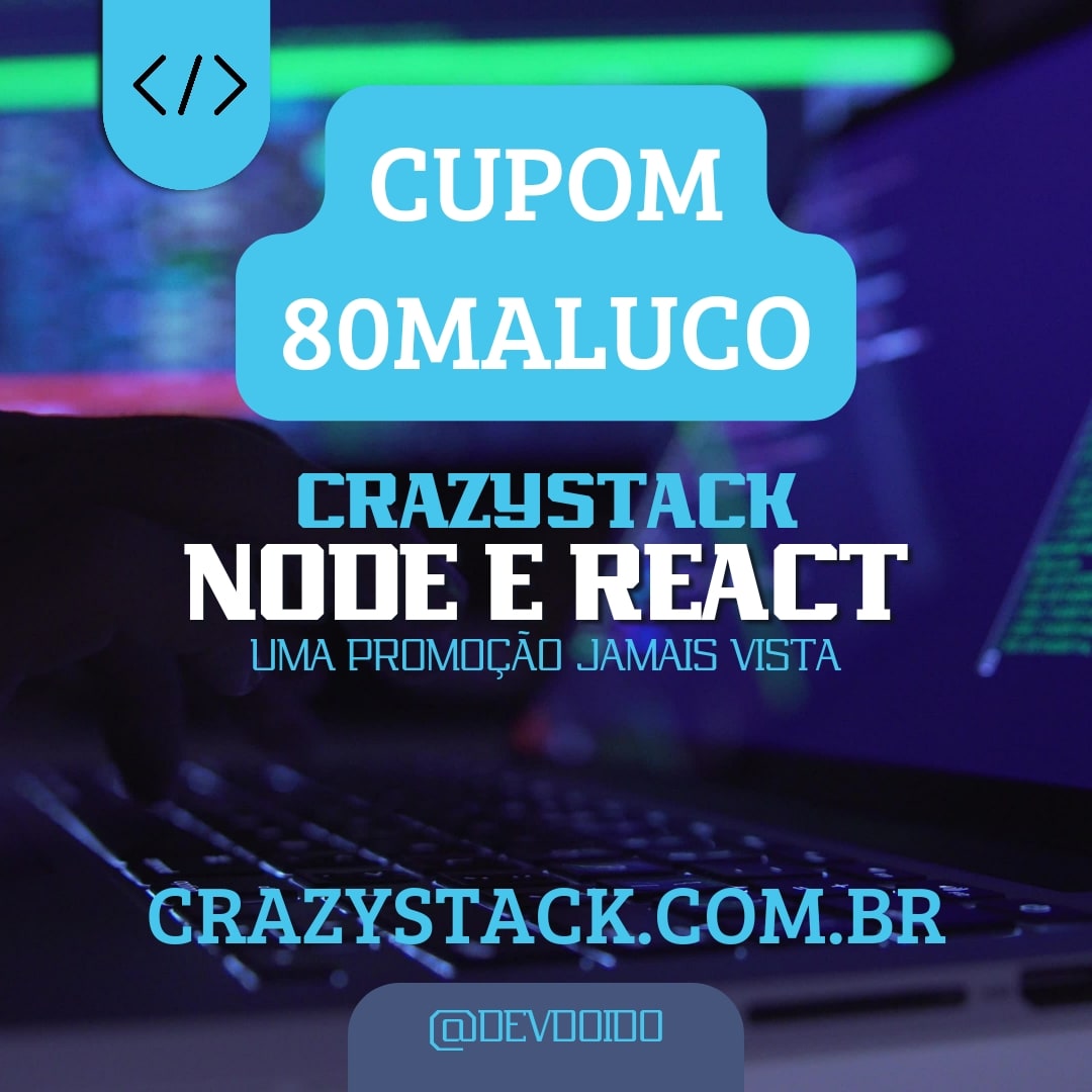 DevDoido's tweet image. 🎉🚀 Destrave seu potencial como DEV com o cupom 80MALUCO! 💻🔥 7 dias de SATISFAÇÃO TOTAL ou seu dinheiro de volta!

📆 Válido até 5 de março, este cupom MALUCO oferece um desconto imperdível do CrazyStack Typescript Node e React!

E quer saber mais?