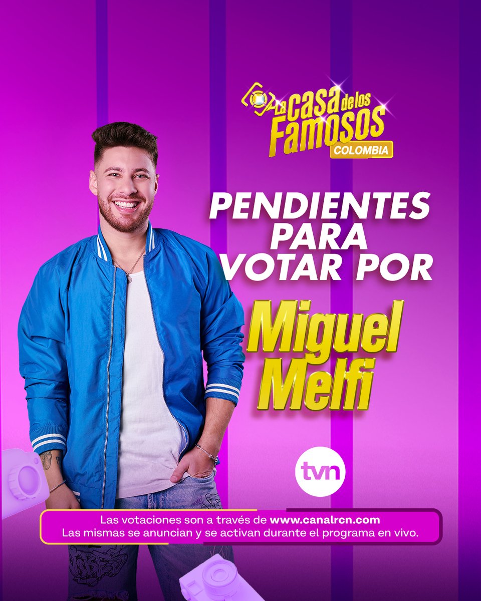 Miguel está nominado esta semana 🤩 Y tú eres el protagonista de su salvación.

Las votaciones no han sido activadas así que mantente pendiente para votar a través de la página web de @canalrcn

#LaCasaDeLosFamososCol #TeamMelfi