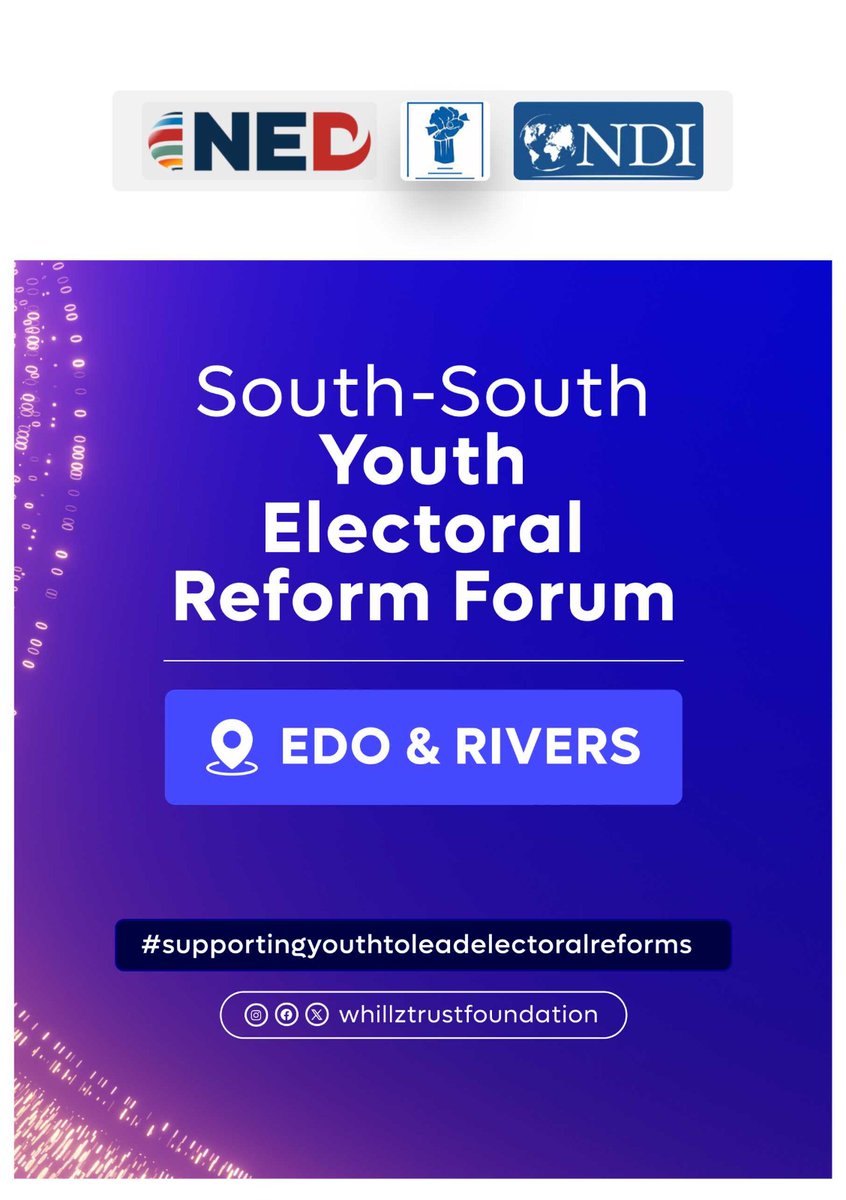 OvuodoG's tweet photo. The ancient city of Benin (Edo State) will play host to #Delta and #Bayelsa state in the first phase of the South-South Youth Electoral Reform project, implemented by @WhillzTrust_F with support from @NEDemocracy and in partnership with @NDI https://t.co/sZUVsQpAQL
