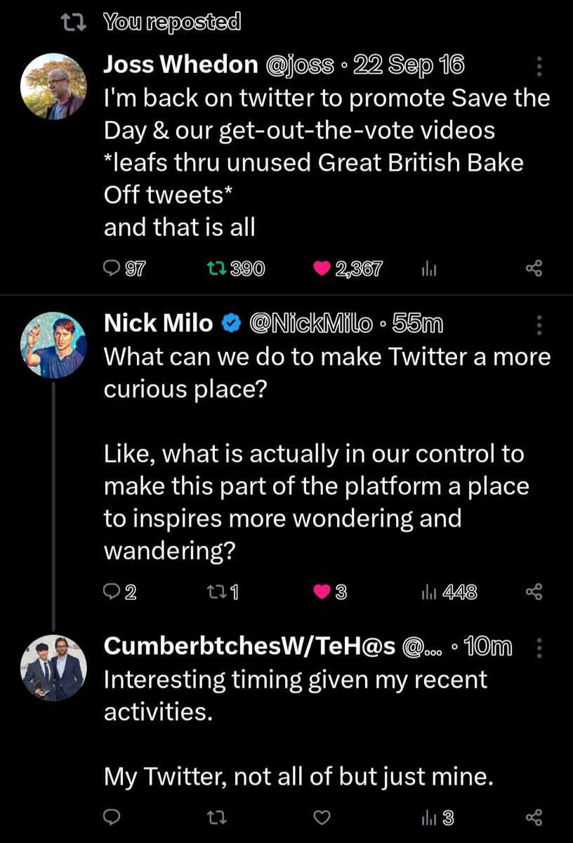 WithTheHat's tweet image. Sort of fixed
I've unliked and liked Joss's first tweet to have it easily accessible. Can't pin it but I can do this and pin this one.