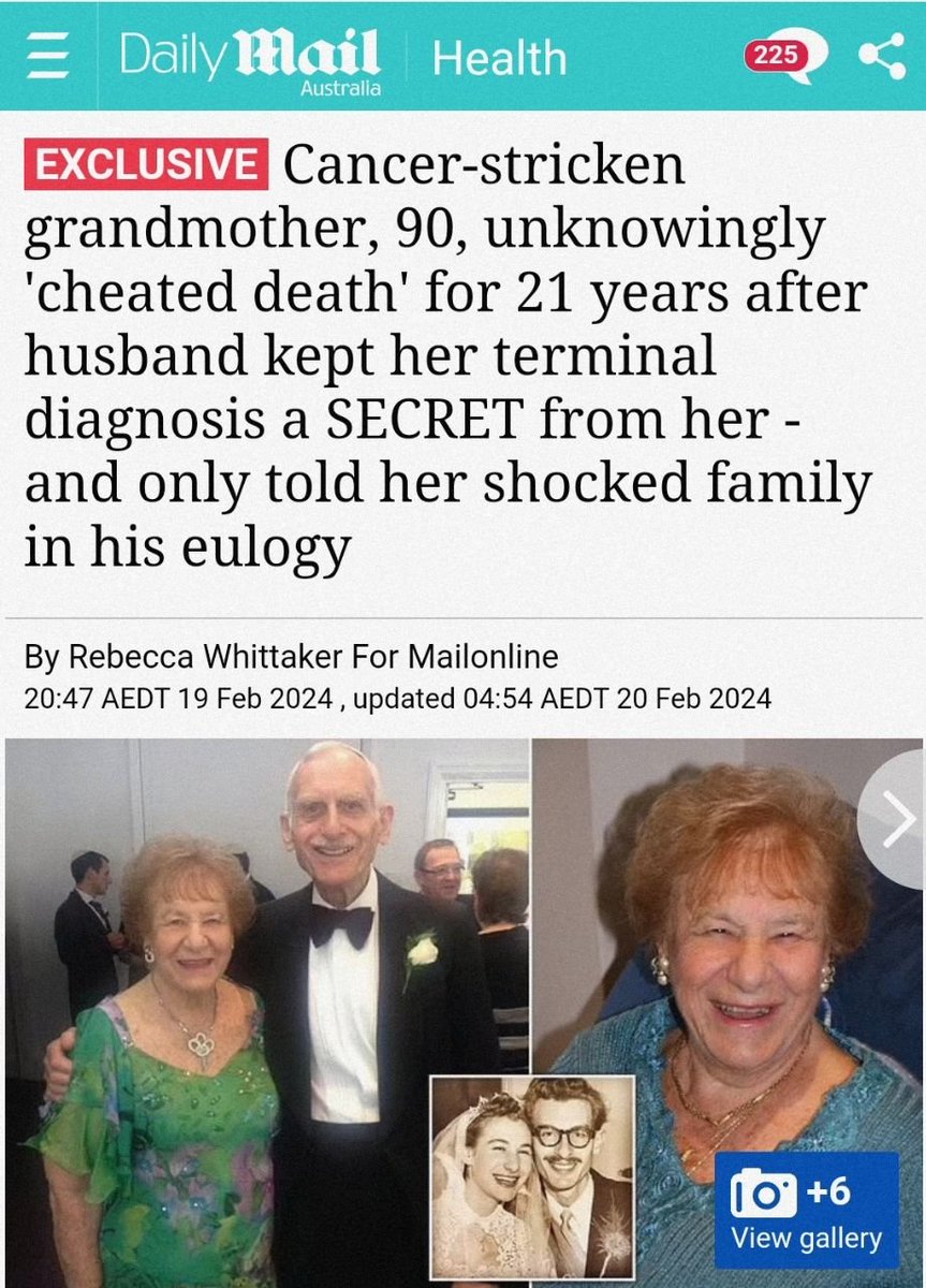 MarcoDabizzi's tweet photo. Ad una donna di 70 anni viene diagnosticato un tumore terminale al seno, ma il marito non le dice nulla e questa muore di vecchiaia a 91 anni.

Invece di farle fare la chemio, il marito dell'arzilla vecchietta le ha fatto prendere un banale farmaco che riduce gli estrogeni, ed è usato per rallentare i tumori ormonali, con pressoché zero effetti collaterali.

E fatevele delle domande, cazzo!