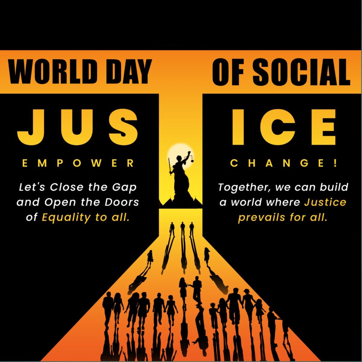 Equality is not just a goal; it's a responsibility we all share. Happy World Day of Social Justice! Let's strive for a world where justice and equality prevail.

#worldsocialjusticeday #equalityforall #TogetherForJustice #globalresponsibility