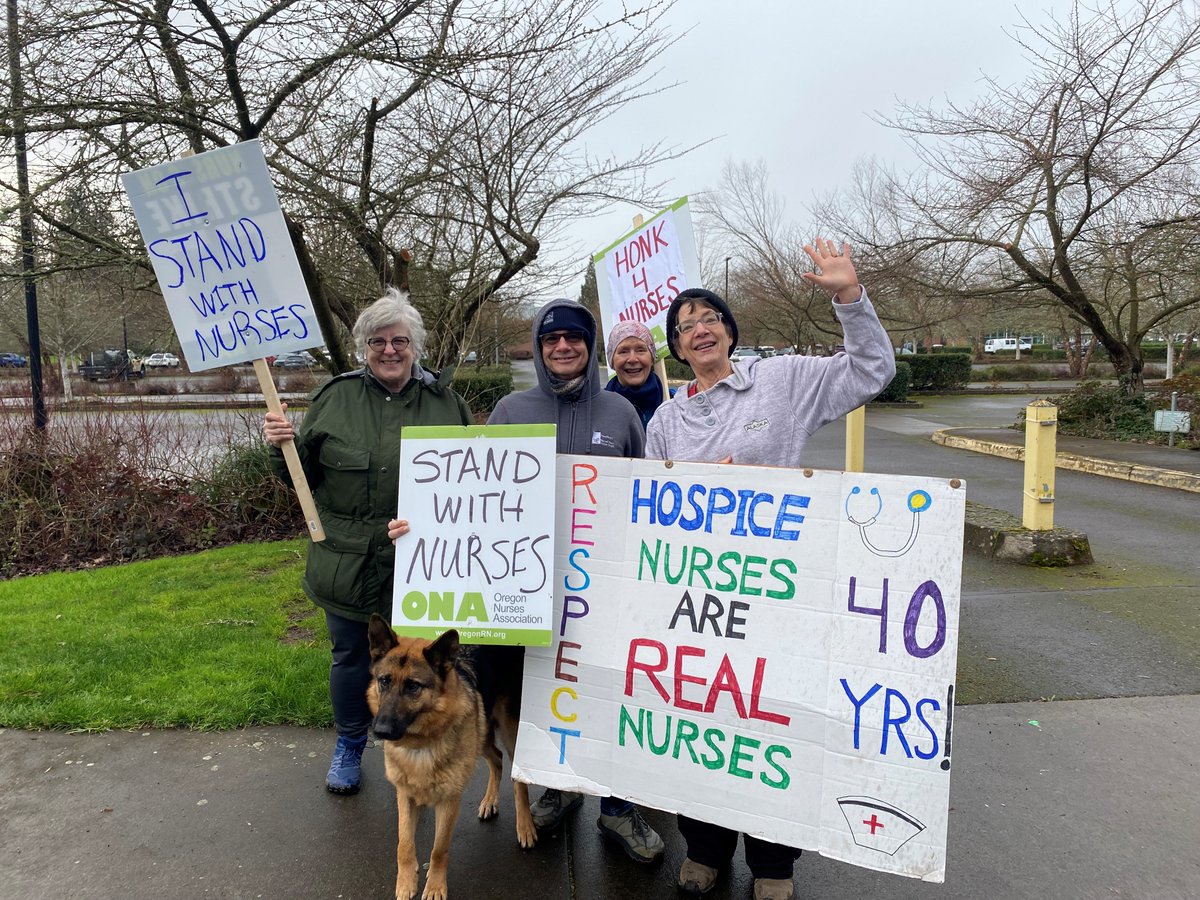 OregonNurses's tweet photo. We kicked off week two of the Sacred Heart Home Care Services Strike strong! Join us on the line by signing up for a picket shift here: https://t.co/4uTWmL5uSU
#RespectOurNurses #SHHCSStrike #nurses #union #strike https://t.co/VE9Q8aoulw