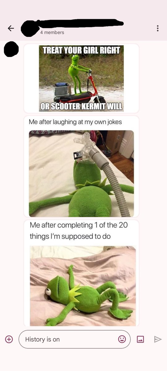 toxic_cute's tweet photo. My husband won't stop sending Kermit memes in the family group chat.
Send help. https://t.co/QyFkUuP1D0