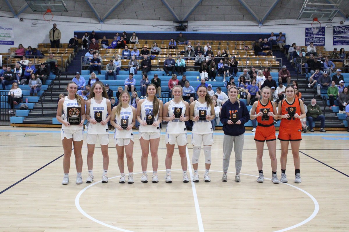 Girls’ District 3-2A All-Tournament Team 🏆

McMinn Central: Molly Masingale (MVP), Karina Bystry, Reagan Baker, Malea Masingale, Camryn Loden, Maddox Mayfield 

Meigs County: Alexis Kranz, Lila Brown

Kingston: Braxton Fritz, Addison Roberts

Tellico Plains: Delilah Reed