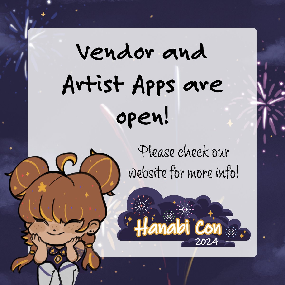 HanabiCon's tweet photo. Vendor and Artist applications are open! 🎉 Please click the link below to access the application!
https://t.co/XGwV6tenhi

#HanabiCon2024 #hanabicon #anime #manga #comic #popculture #Animeconvention #vendorappsopen #vendorapps #Artistalley #Artistallyapps #Artistalleyappsopen https://t.co/a9TwhtIIqS
