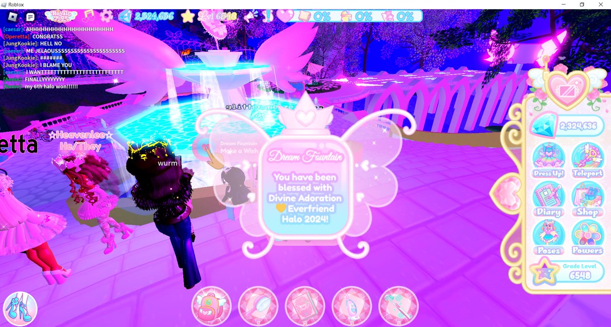 I WON MY 6th HALO!!!!!! #royalehigh 
Story: Picking a chocolates type to melt (I PICK OPTION A)!