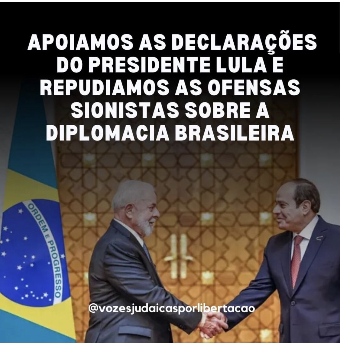 Articulação Judaica de Esquerda on X: "Nota do Vozes Judaicas por Libertação (SP) "Dando um passo além nas contínuas denúncias dos crimes cometidos por Israel contra os palestinos, o presidente Lula causou