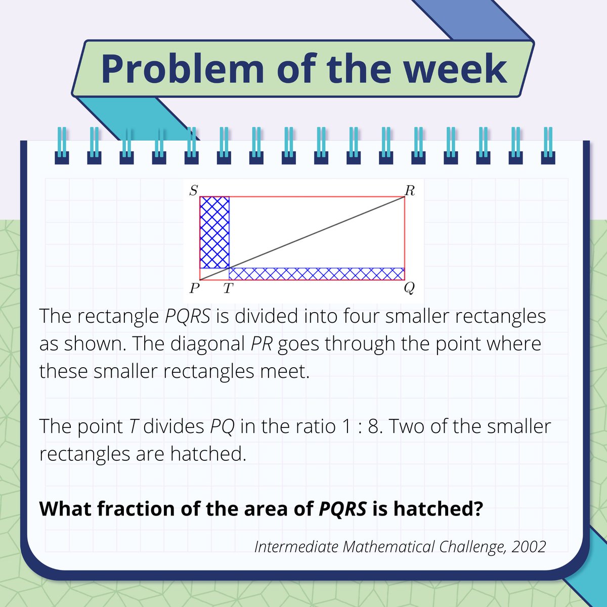 Problem of the Week 56!

Please do not comment the solution so others can work it out too. Instead, like this post or comment a thumbs up if you think you have the correct answer!

The solution will be posted in the comments on Thursday afternoon. 

#Problem #UKMT #Maths