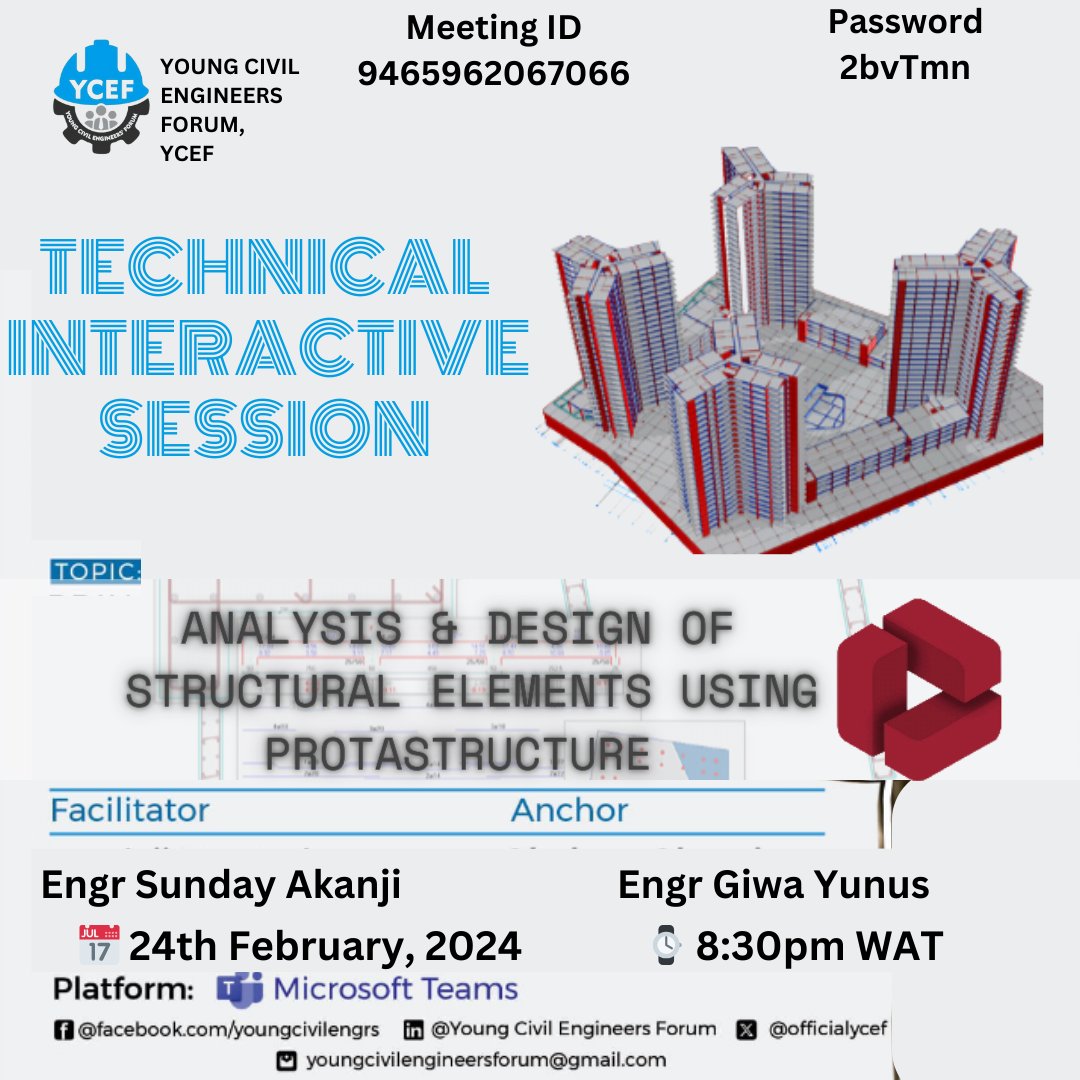 officialycef's tweet photo. Alternatively, through

Meeting ID - 9465962067066
Password - 2bvTmn

#YCEF #WeAreYCEF #StructuralDesign #StructuralElement #structuralanalysis #ProtaStructure 3/3 https://t.co/M4RRea3zc0