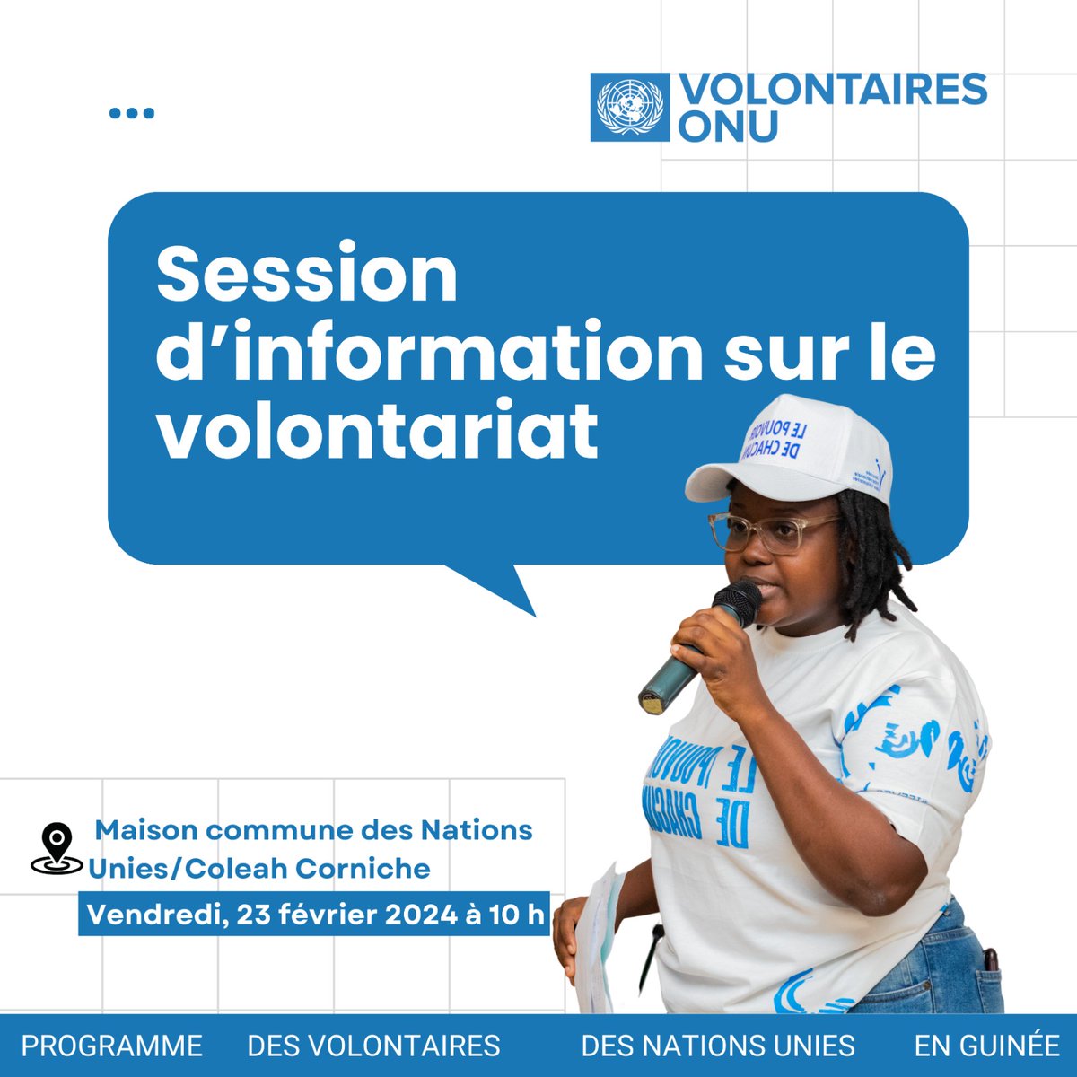 Prêt à agir pour un monde meilleur? Joignez-vous à nous pour une session d'information sur les opportunités de @UNVolunteers, ce vendredi à la Maison commune des Nations Unies pour tout savoir sur le volontariat.