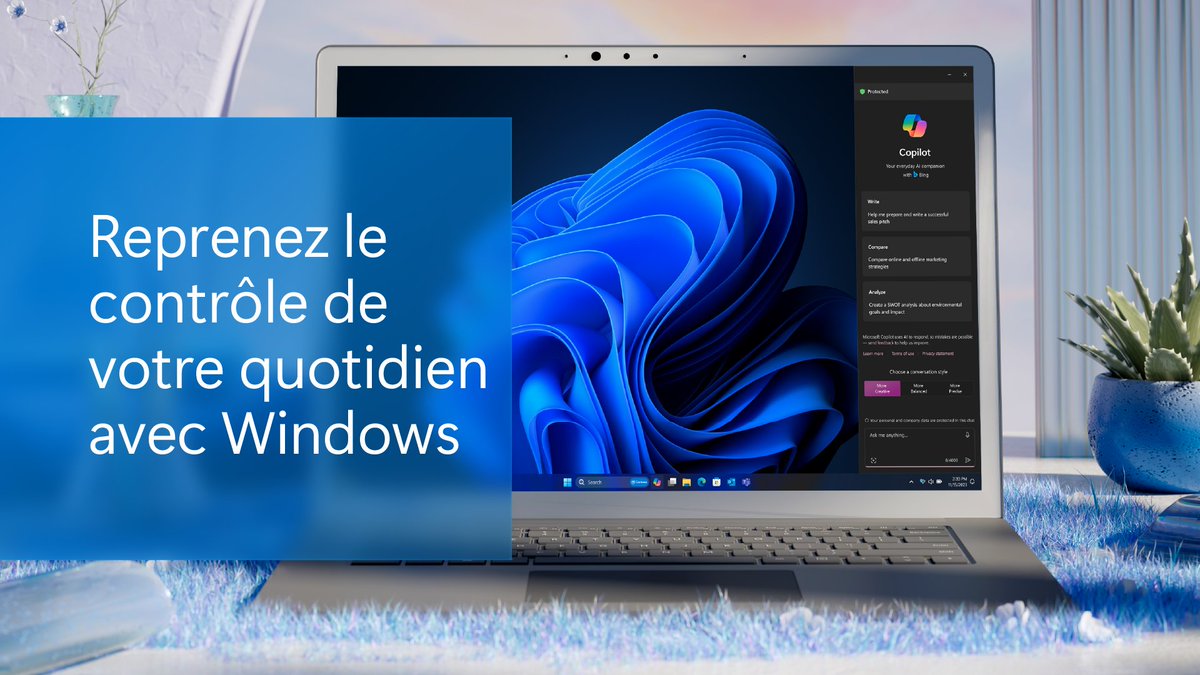 Concentrez-vous sur les tâches que vous aimez. Donnez-vous les moyens de répondre à vos priorités avec Microsoft Copilot sous Windows : msft.it/6015cK7Rf #MSIgnite #Windows