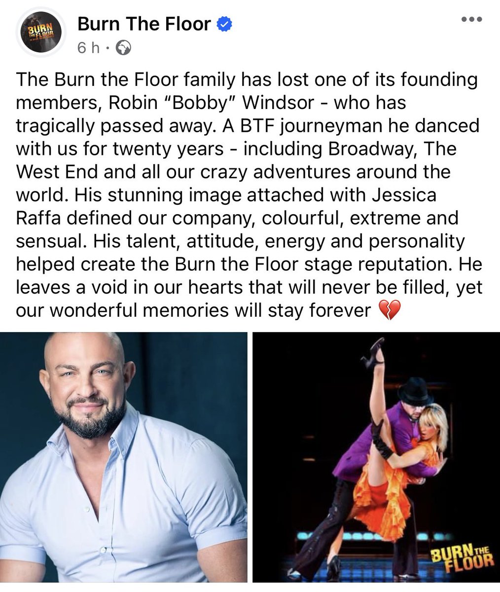 #BREAKING Strictly professional Robin Windsor has died aged 44. Such a warm, talented, gorgeous human. He really was genuinely lovely, funny & kind. This is a real loss. 💔