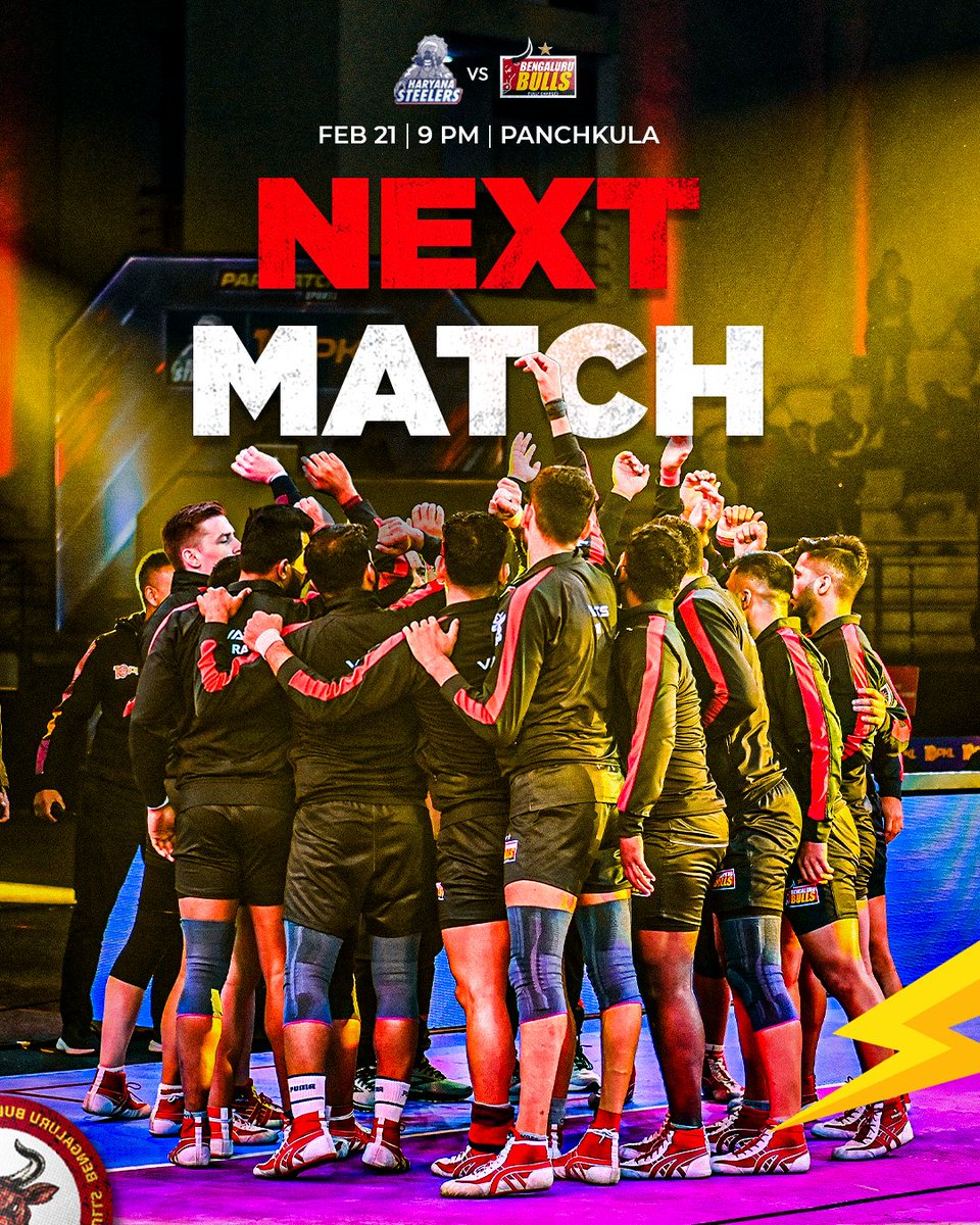 BengaluruBulls's tweet photo. ಗೂಳಿಗಳ ಕೊನೆ ಆರ್ಭಟ❤️🔥
The Bulls take on the Haryana Steelers at their home game tomorrow.
One last time this PKL 10, watch the Bulls step on the mat and #FullyCharge!💪
#BengaluruBulls #FullChargeMaadi #GooliKano https://t.co/DwQexb0XZd