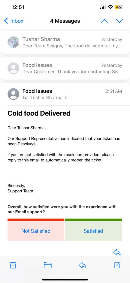 _Tusharsharma_'s tweet photo. @Swiggy @fssaiindia @jagograhakjago @SwiggyCares @zomato @JaagoGrahak @harshamjty @PiyushGoyal @consumer_newsX Without providing any resolution they marked my complaint as resolved. 
This is complete harassment. 
Rather than taking actions against the problem and the employees, the Customer has to go through such problems. 
@Swiggy @SwiggyCares @PiyushGoyal @harshamjty @jagograhakjago https://t.co/GDMu2w5cr8