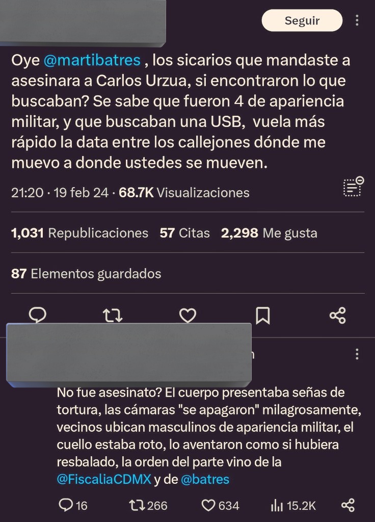 Surge una versión sobre la muerte de Carlos Urzúa, que involucra a miembros de la #4T en la #CDMX buscando desaparecer evidencia y al propio ex funcionario. 

#GuacamayaLeaks
#GuacamayaNews