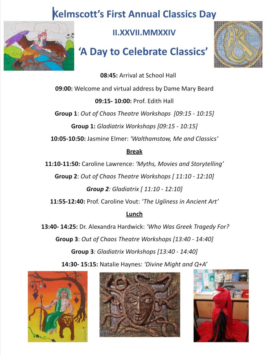 Kelmscott Classics Dept (@kelmclassdept) on Twitter photo A week from today will be our first annual 'A Day to Celebrate Classics' <a href="/KelmscottSchool/">Kelmscott School</a>. A day of exciting talks and workshops celebrating a subject that continues to enrich so many lives. Watch this space for photos! 🥰📸#ClassicsTwitter #TeachClassics #ClassicsCommunity A week from today will be our first annual 'A Day to Celebrate Classics' <a href="/KelmscottSchool/">Kelmscott School</a>. A day of exciting talks and workshops celebrating a subject that continues to enrich so many lives. Watch this space for photos! 🥰📸#ClassicsTwitter #TeachClassics #ClassicsCommunity