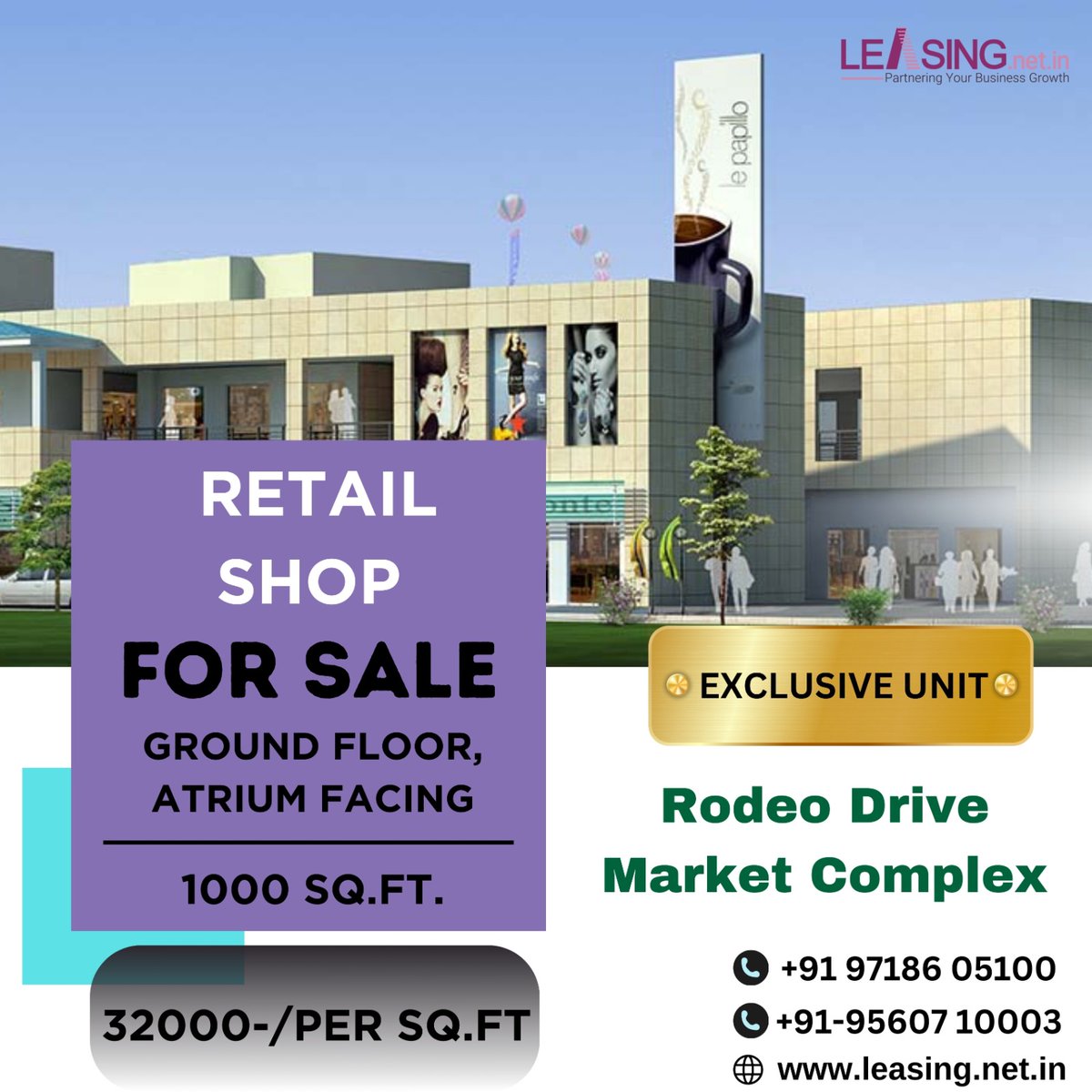 RETAIL SHOP AVAILABLE FOR SALE AT PRIME LOCATION OF GURGAON

In RODEO DRIVE MARKET COMPLEX
1000 Sq.Ft. (GROUND FLOOR CORNER, ATRIUM FACING UNIT)
Sector - 49, Gurgaon

#leasing #commercial #leasespace #office #space #best #location