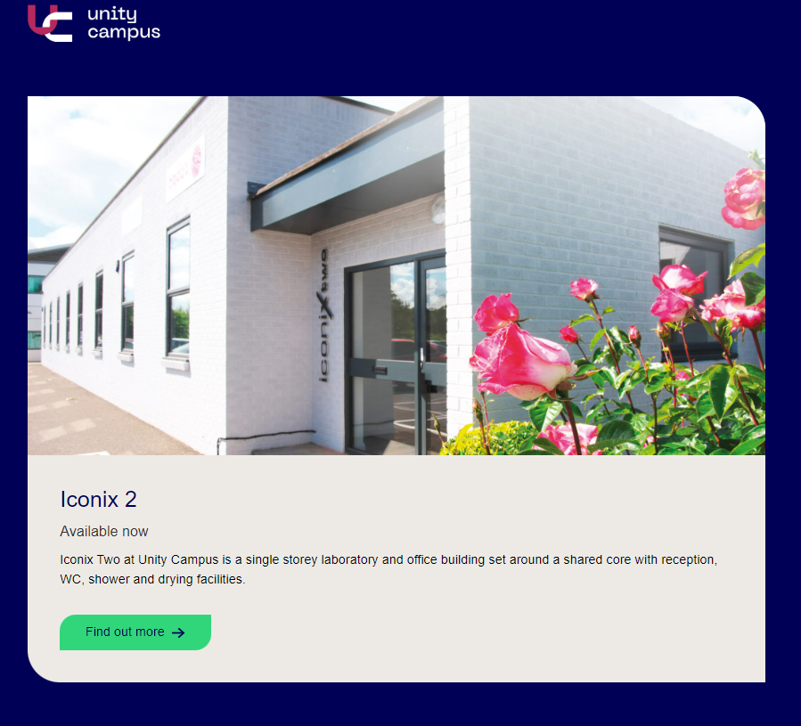 Howard Group (@howardgroupuk) on Twitter photo #LabSpace opportunity <a href="/UnityCampusCam/">Unity Campus</a>: 7,071 sq ft of lab and office/write-up space in Iconix 2. The building is shared with one other #lifesciences occupier and a stoneโs throw away from a host of other innovative sci and tech ventures: ow.ly/60zO50QBhrk #LabSpace opportunity <a href="/UnityCampusCam/">Unity Campus</a>: 7,071 sq ft of lab and office/write-up space in Iconix 2. The building is shared with one other #lifesciences occupier and a stoneโs throw away from a host of other innovative sci and tech ventures: ow.ly/60zO50QBhrk