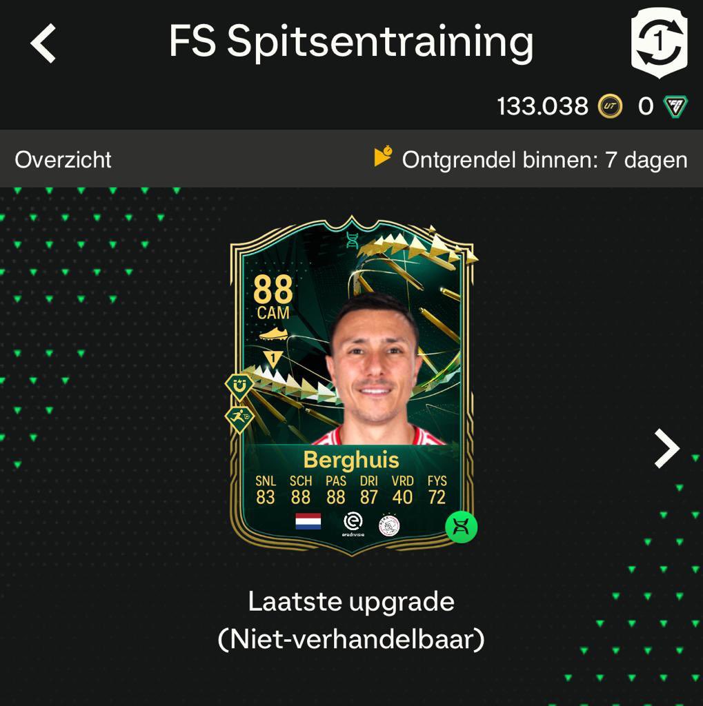 Any idea why my Berghuis Centurion mid gets almost no upgrade when put in the FS strike force training? #EAFC24 #FC24 #EVOLution