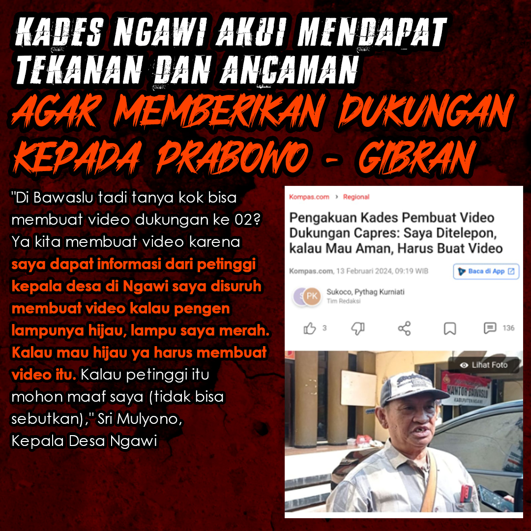 Kades Ngawi Dapat Kecaman &amp; Intimidasi dari Penguasa untuk Mendukung Paslon 02..!!

Bu Retno Legolas Grace Natalie Anak 1 Hercules Arief Suditomo