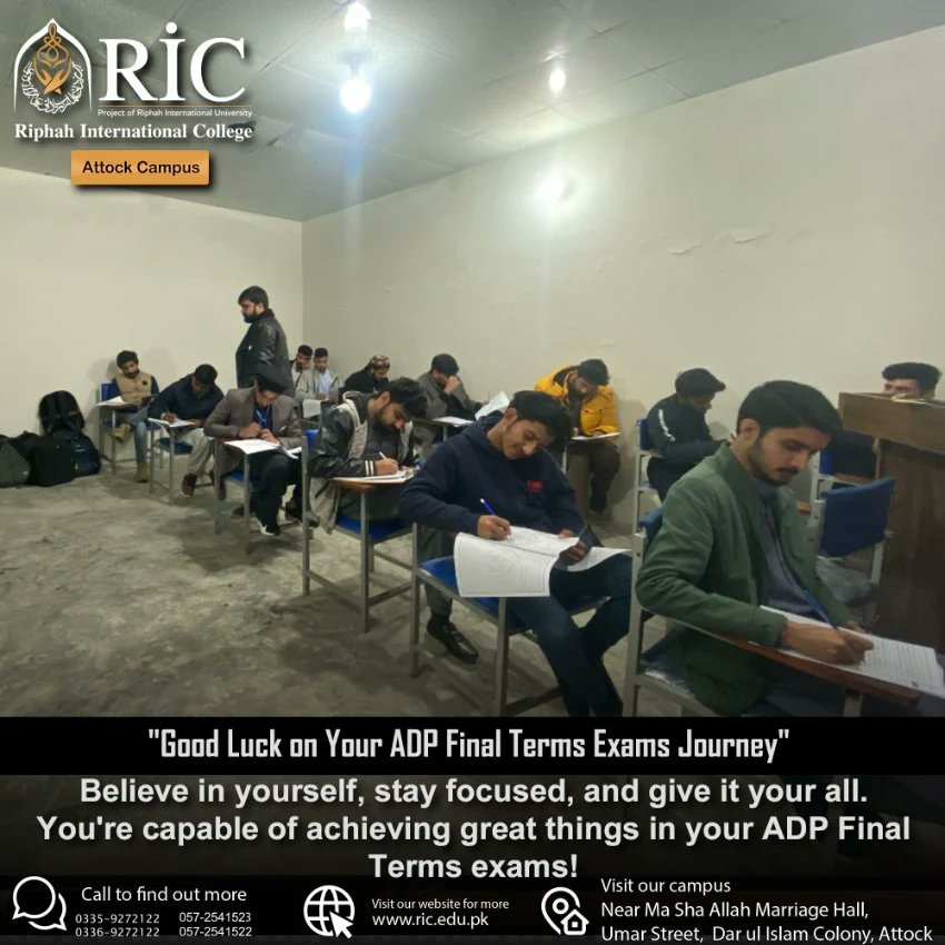 RICAttockCampus's tweet image. "You're Ready for This: Good Luck for Your ADP Final Terms Exams"

Step into your ADP Final Terms exams with the knowledge that you're prepared and capable. Best of luck!

#ricattock #RICAttockAdpprograms #adpfinals #exams #adpexams #goodluck #bestcollege #YouRiseWeRise #attock