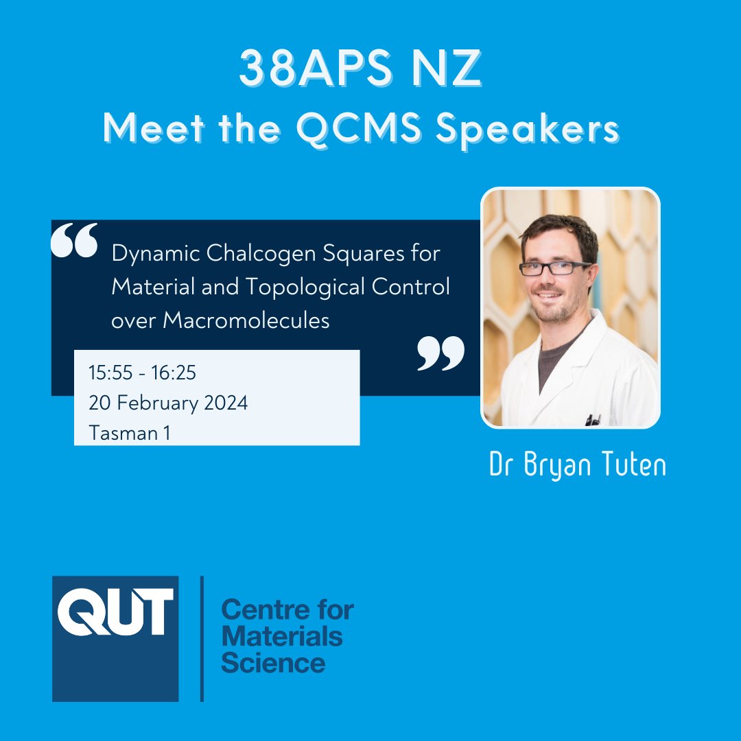 Opportunity to meet! 🫱🏼‍🫲🏾 QCMS Researcher @DrBryanTuten to deliver invited lecturestoday at @RACInational #38APS! 🔗More about Bryan: bit.ly/49Y4Ndz 🔗Program: bit.ly/3uKKxw3 #QUTresearch