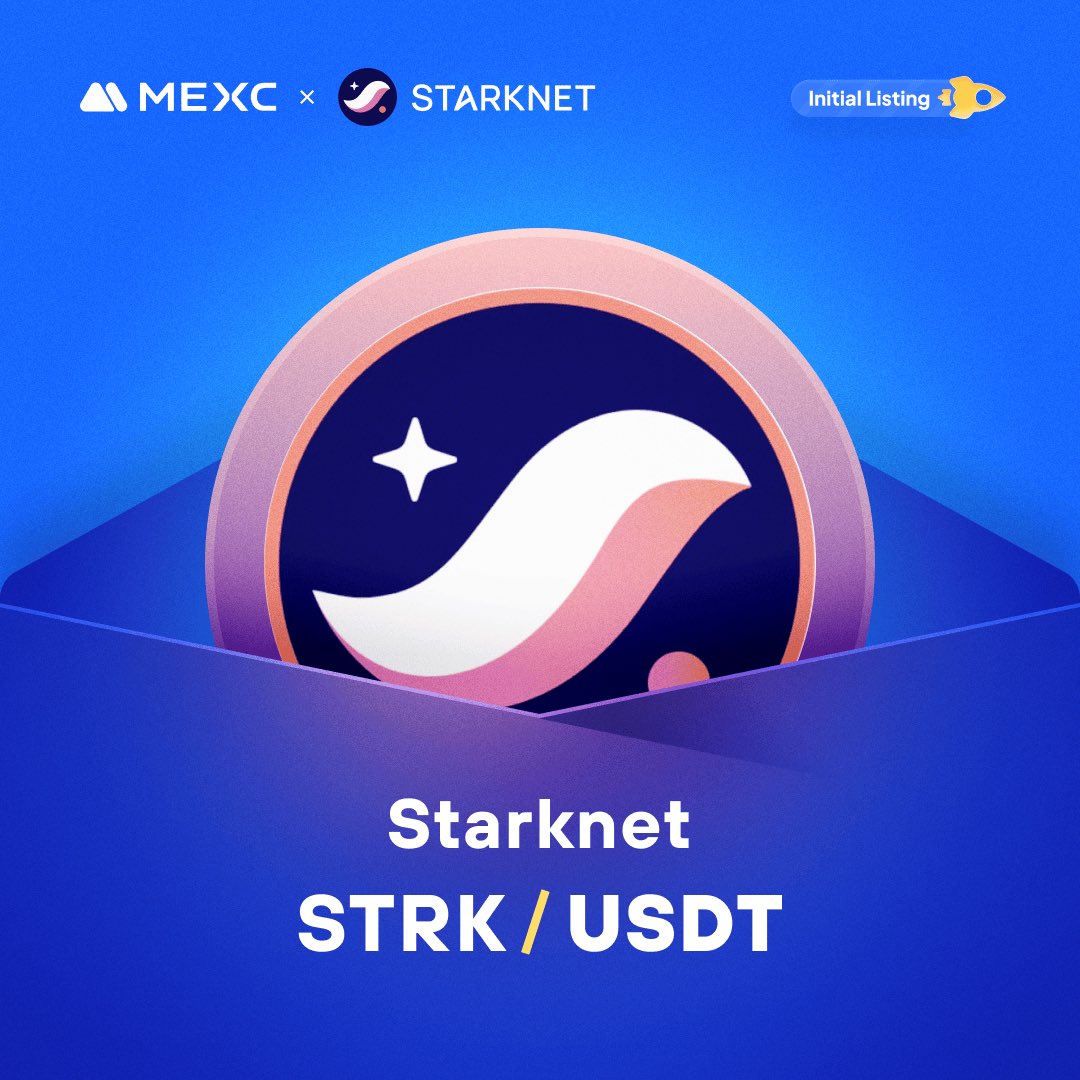 🚨￼#MEXC New Listing Alert!

 ￼$STRK will be listed in the Assessment Zone.

🔹Deposit: Opened
🔹STRK/USDT Trading: 2024-02-20 13:00 (UTC)
🔹Withdrawal: 2024-02-21 13:00 (UTC)

<a href="/Starknet/">Starknet (BTCFi arc) 🥷</a> is a permissionless, Validity-Rollup for Ethereum

Details: mexc.com/support/articl…