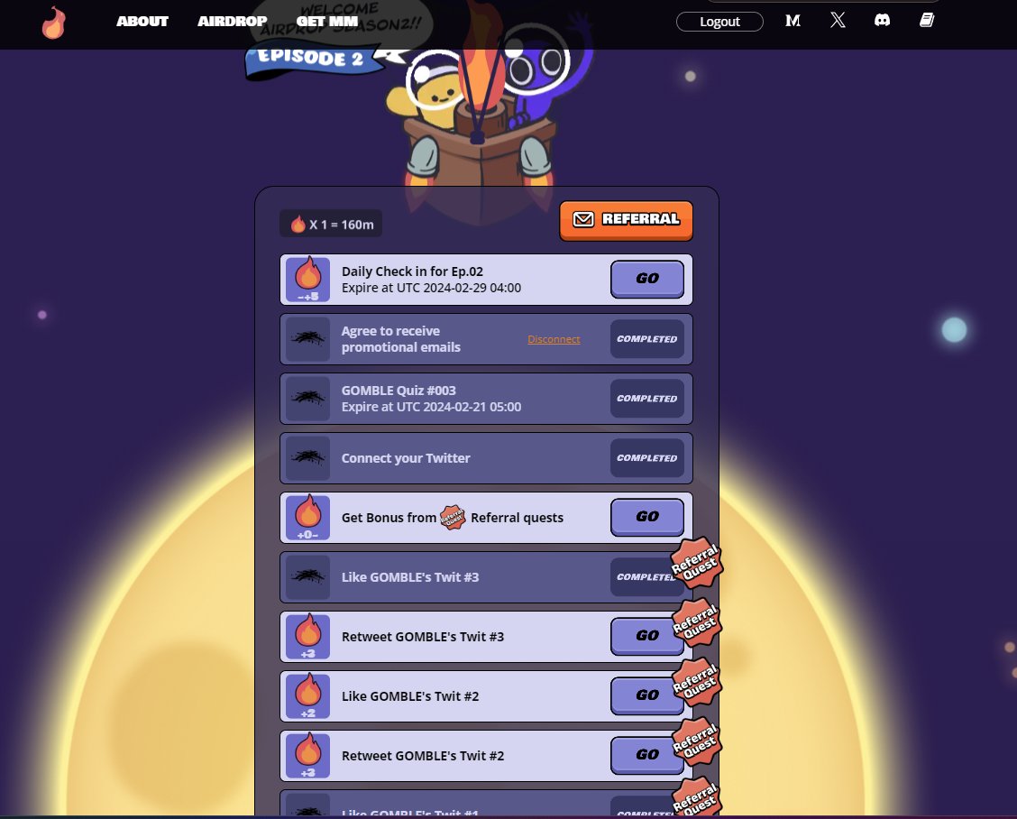 Airdrop $G của dự án #Gomble game 🧑🏻‍🍳

•  Rẻ mà lại dễ ^^ 
•  Vẫn làm được nhé, miss 1 chút đằng trước nhưng vẫn làm ok. Giờ em cũng mới bắt đầu làm đây.
•  Gomble được đầu tư từ Binance Labs, Aptos Venture,... 

 ➢ Vào link sau :

airdrop.gomble.io/airdrop

✓