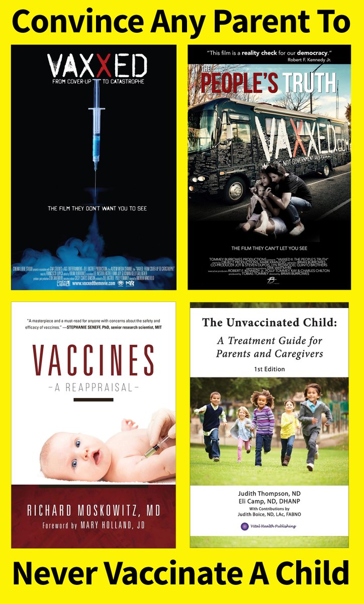Convince any parent to never vaccinate their child by giving her these four resources: unvaccinatedchildren.com/heres-how-to-c…
