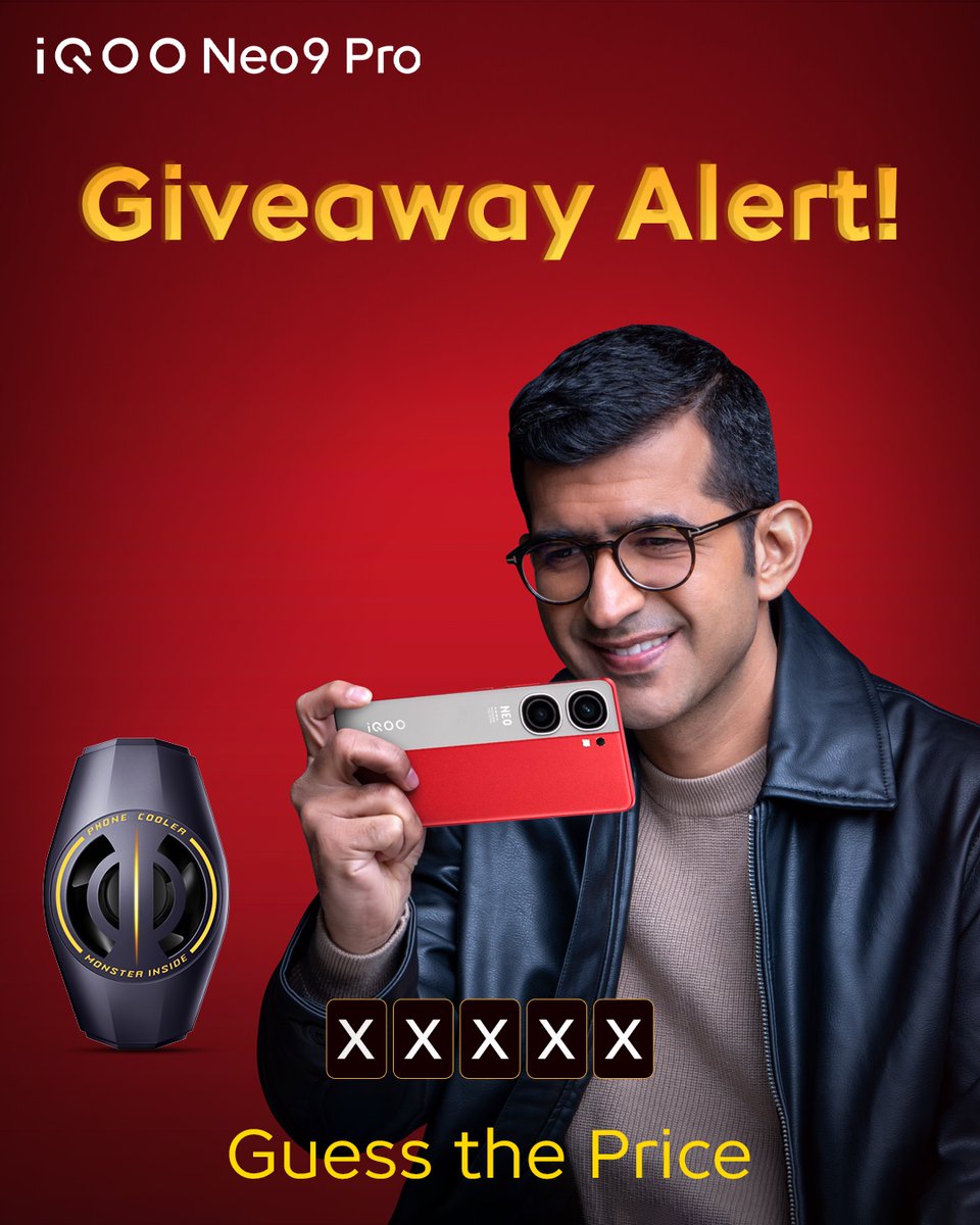 nipunmarya's tweet photo. #iQOOFam, just 2️⃣ days to go!

Guess the price and stand a chance to win our Ultra Cooling Clip. Comment with #PowerToWin.

#iQOONeo9Pro https://t.co/MXHzTRiZpV