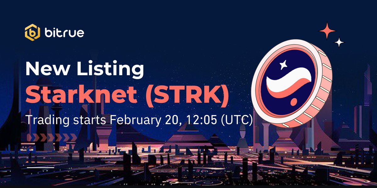 🔥 New listing $STRK is coming to #Bitrue Spot. @Starknet 🔹 Deposits open now (ERC20 & Mainnet support) 🔹 STRK/USDT trading: 12:05 (UTC), February 20 📈 Trade bitrue.com/trade/strk_usdt 👉 Details: support.bitrue.com/hc/en-001/arti…